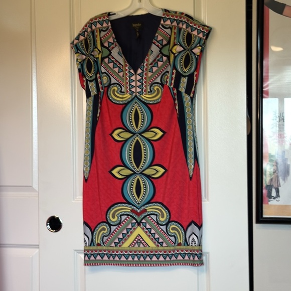 Laundry by Shelli Segal Brightly Colored Tribal Print Shift Dress Size xs - Picture 2 of 9